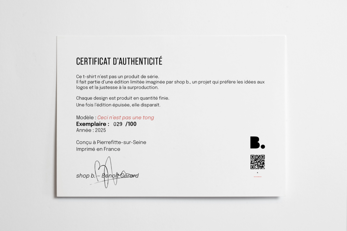 Certificat Ceci n'est pas une tong